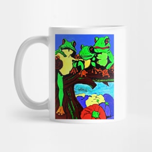 Frog Family Hanging Out On A Limb 3 Mug